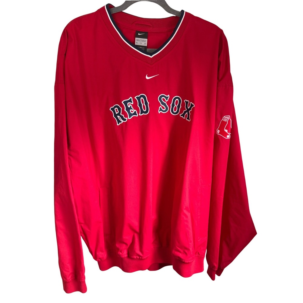 Y2K Vintage Nike Boston Red Sox Center Swoosh MLB Pullover Windbreaker XXL Red